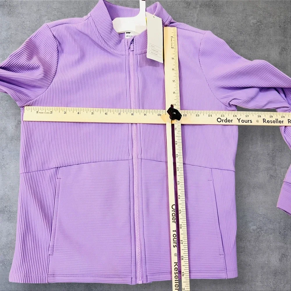 NEW All in Motion‎ Jacket Girls XL 14 Light Purple Full Zip Ribbed Slim Fit Crop